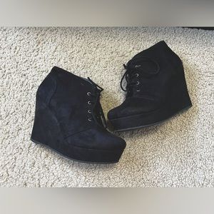 Black Wedge Booties